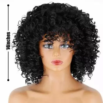 MERISIHAIR афро женский кудрявый короткий парик с челкой из синтетического волокна натуральный черный кудрявый кудрявый парик для косплея повседневная одежда