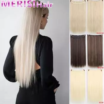 MERISIHAIR женский длинный прямой парик на клипсе для девочек, модные парики для косплея, заколки для наращивания волос 1B