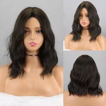 MERISIHAIR женский короткий волнистый парик с натуральной челкой из синтетического волокна, черный, коричневый, блондин, повседневная одежда, волнистый парик до плеч