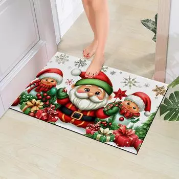 Merry Christmas Carpet - Santa Claus Non slip Door Mat, Machine Washable Indoor Carpet for Corridors, Bathrooms, and Balconies 400MMx600MM