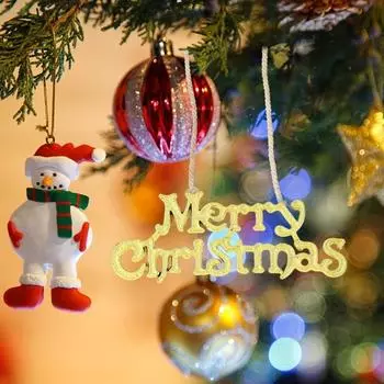 Merry Christmas Sign Ornaments 2025 Happy New Year Gold Merry Christmas Letters Pendant for Christmas Tree Door Hanging Ornament