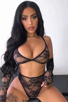 Merry See Fancy Bra, комплект трусиков с перчатками, черный
