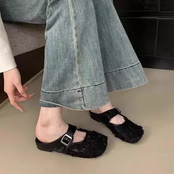 Mesh bag head half slippers summer wear with skirt gentle cool slippers versatile casual women s shoes 35