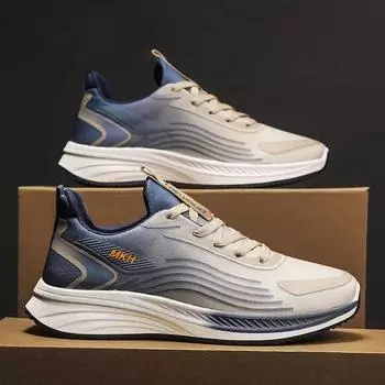Mesh breathable running shoes 2025 new summer Korean version low-top lace-up sports shoes fashion trend student men s shoes 39 чёрный