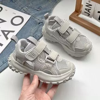 Mesh Girls Sandals 2024 Summer New Children s Breathable Mesh Shoes for Boys Fashionable Toe Sports Sandals with Trendy Sticker 26