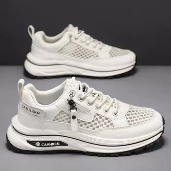 Mesh large hole men s shoes summer 2025 new Forrest Gump sports shoes men s small white shoes student platform breathable trendy shoes 39