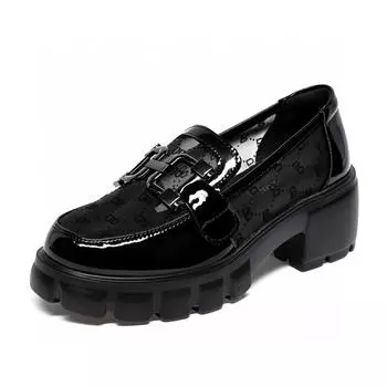Mesh single shoes women s spring and summer new thick-soled muffin heel square buckle letter one pedal women s small leather shoes 34