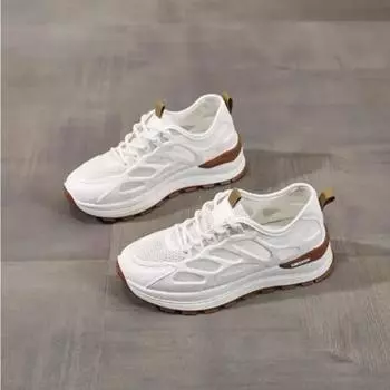 Mesh summer breathable sneakers new fashion running shoes college style lace-up dad shoes 35