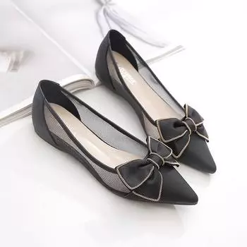 Mesh Women Shoes 2025 Summer New Mesh comfortable Breathable Sandals Fashion Versatile Pointed Flats Zapatos planos para mujeres 35 чёрный