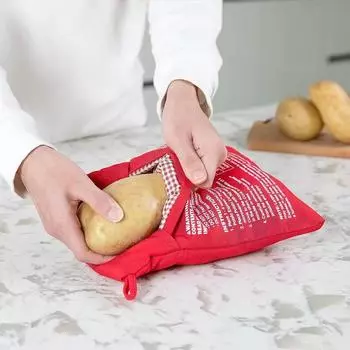 Мешок для картофеля в микроволновой печи Многоразовый пакет для приготовления картофеля в микроволновой печи Пакет для запекания картофеля Идеальный картофель 4 минуты Красный пакет для запекания