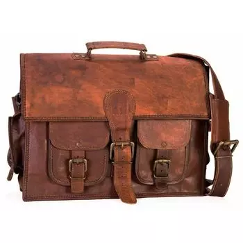 Messenger Shoulder Laptop Bag Briefcase Gift For Husband Men s Leather Vintage 18 x 14 x 6 in