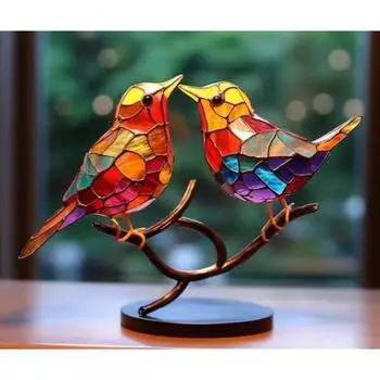 Metal Bird Ornaments Home Decoration Ornaments Hundred Flower Bird Acrylic Home Decoration Living Room and Bedroom Decoration Acrylic