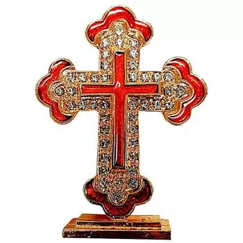 Metal Cross with Glittering Gemstones: For Home, Altar or Car