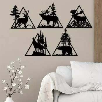Metal Deer Art Wall Decor, Forest Deer Metal Wall Decor, Metal Forest Deer Sign Forest Deer Sign Metal Wall Hanging