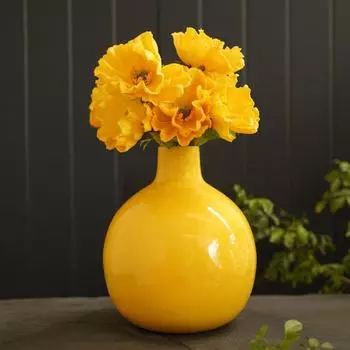 Metal Flower Vase for Home Dcor Living Room Office Wedding| Table Decorative Item for Festivals Birthday Sunshine Yellow 1Pcs жёлтый