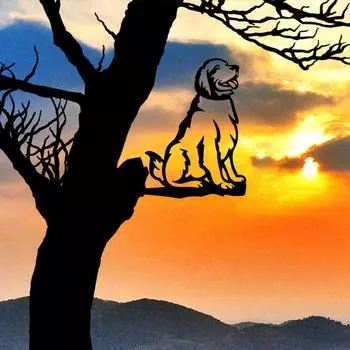 Metal Golden Retriever Silhouette Rustic Puppy Dog Sign Cutout, Outdoor Home & Garden Decor, Ideal Housewarming Gift чёрный