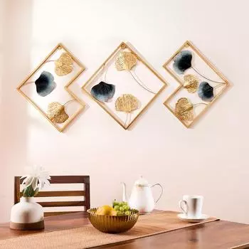 Metal Leaf Wall Sculpture/Hanging for Living Room | Elegant Iron Wall Art | Sturdy Iron | Wall Hanging | Wall Dcor \ 78 x 42 cm | Set of 3