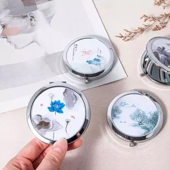 Metal Mini Mirror Flower Portable Mirror Makeup Mirror Vanity Mirror Students 06