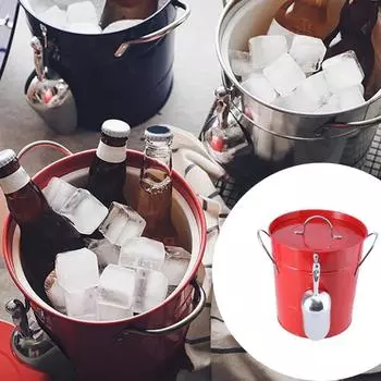 Metal Round Champagnes Bucket Double Handle Ice Bucket With Shovel and Lid Beverage Tub Drink Coolers Wine Supplies Dropshipping