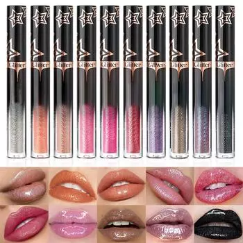 Metallic Shimmer Lip Gloss 1Pc Long Lasting Waterproof Sparkly Lipstick for Women Girls Makeup Accessory Everyday Use One Size