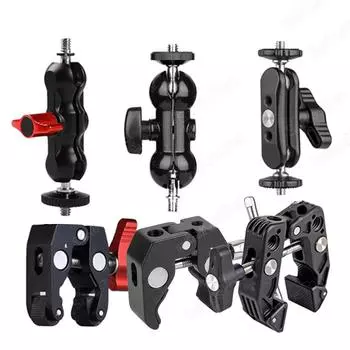 Металлическая двойная шаровая головка Magic Arm с 1/4 винтовым удлинительным креплением для DSLR камеры монитора видео микрофона штатива