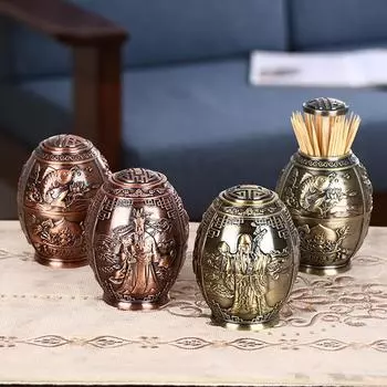 Металлическая коробка для зубочисток, бытовая креативная, нажимная, модная, держатель для зубочисток, китайская гостиная, автоматическая выдвижная банка для зубочисток One Size