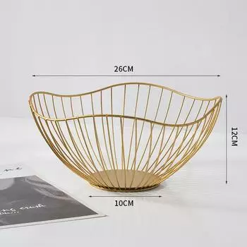 Металлическая корзина для фруктов, железная тарелка для фруктов, товары для домашнего хранения, корзина для хранения закусок, геометрическая корзина для хранения