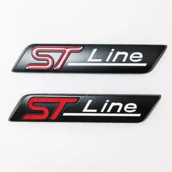 Металлическая наклейка с логотипом ST LINE, 2 шт./компл., эмблема на крыле, значок на кузове автомобиля, боковая наклейка, наклейка чёрный