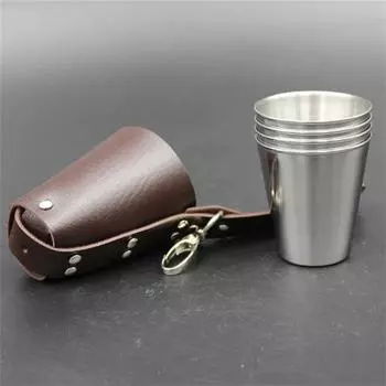 Металлическая пивная кружка, нетоксичная, внахлест, экономит место, 130 г, нержавеющая сталь, принадлежности для питья, дорожные наборы для виски, устойчивые к истиранию, 70 мл 1