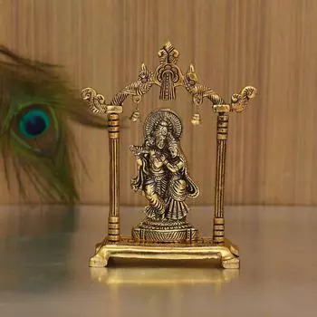 Металлическая позолоченная статуэтка Радхи Кришны, скульптура, декоративная фигурка для Джанмаштами, украшение для дома, храма и подарок
