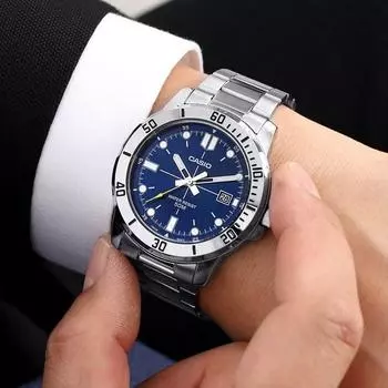 Металлические часы Casio Marlin Diver с круглой синей пластиной