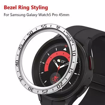 Металлические кольца для Samsung Galaxy Watch 5 Pro 45 мм Металлический ободок для Galaxy Watch5 Pro 45 мм Чехол для смарт-часов Стильный чехол-бампер Кольцо бордовый