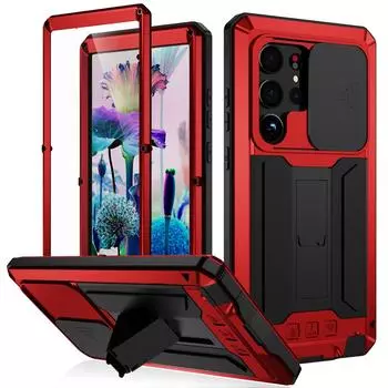 Металлический чехол-подставка для Samsung Galaxy S23 Ultra Plus 5G, защита экрана слайд-камеры, противоударный чехол для телефона, чехлы For Samsung S23 Plus