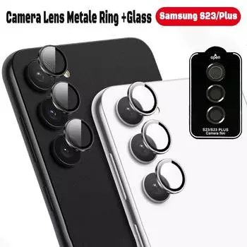 Металлический чехол с кольцом для объектива для Samsung S23 S24 Ultra S23 S24 Plus Защитная пленка для экрана объектива камеры для Samsung Galaxy S24 S23 Крышка объектива For Galaxy S24 Ultra чёрный