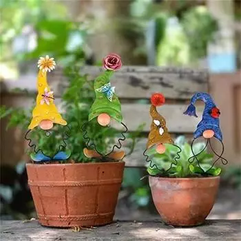 Металлический гном, вставка в землю, 3D, насекомые, бабочки, декор для сада, двора, заднего двора, газона, украшения для земли на открытом воздухе жёлтый