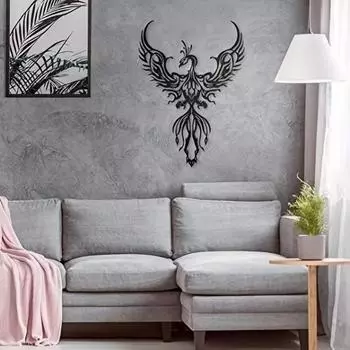 Металлический настенный декор Phoenix Design – стильное искусство для гостиной и офиса, элегантный металлический настенный декор для домашнего декора чёрный