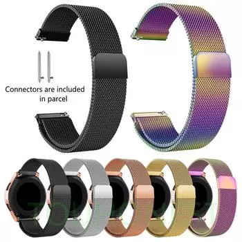 Металлический ремешок 22 мм 20 мм для Samsung Galaxy watch 5 4 5 pro 44 45 мм Classic 46 мм 42 мм Active 2 Магнитный браслет Huawei GT 2 20mm серебряный