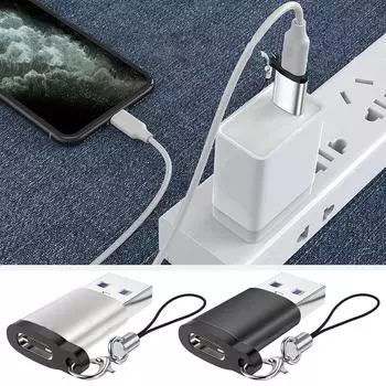 Металлический USB Type C Female to USB3.0 Male Адаптеры 5 Гбит/с Преобразователи данных Зарядные устройства Адаптеры для телефонов Ноутбуков чёрный