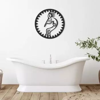 Металлическое настенное искусство Kokopelli Design Декор в стиле индейской культуры Геометрические настенные украшения Стильное украшение для дома из металла чёрный