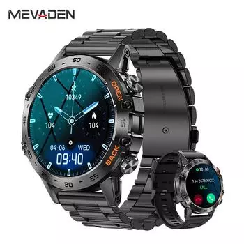 MEVADEN Новые 1,39-дюймовые умные часы с Bluetooth для звонков, мужские спортивные фитнес-трекеры, IP67, водонепроницаемые умные часы для Android iOS, 400 мАч чёрный