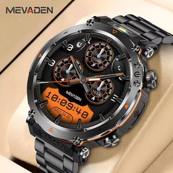 MEVADEN Новые 1,7-дюймовые 360*360 экран Bluetooth Звонки Смарт-часы для мужчин Спорт Фитнес-трекер 600 мАч Фонарик Смарт-часы для Android IOS MD57 чёрный