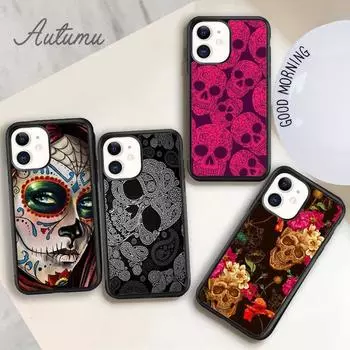 Чехол для телефона с изображением мексиканского черепа и цветка для iPhone 11 12 13 14 Pro Max mini X XR XS SE 2020 6S 7 8 Plus Samsung Galaxy S21 S22 iPhone 6plus