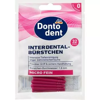 Межзубной ершик Dontodent розовый 0,35 мм ISO 0, 32 шт.