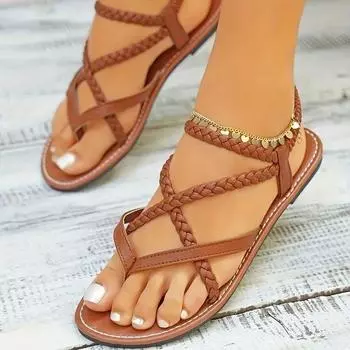 Mezzo casual flat sandals women s 2024 new woven foot cover beach shoes large size 43Sandal 36 белый