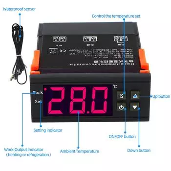 MH1210W Регулятор температуры DC12V 24V AC110-220V Цифровой термостат Микрокомпьютерный термометр Терморегулятор -50~110 C NTC