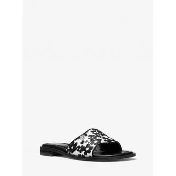 Michael Kors Hannah Sequin Floral Print Slide Sandals 49s5hnfs2l5 Black Multi 6