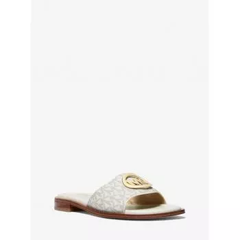Michael Kors Hannah Signature Logo Slide Sandals 49s5hnfs1b150 Vanilla 6
