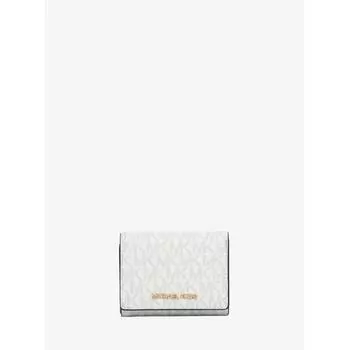 Michael Kors Jet Set Travel Compact Wallet Medium Mk Signature 35f3gtve2v1999 Optic White F