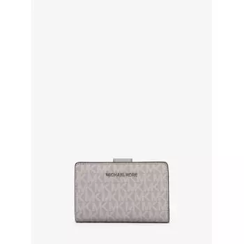 MICHAEL KORS JET SET TRAVEL Компактный кошелек на молнии, средний размер MK Signature 35S3STVF6O35 Жемчужно-серый F