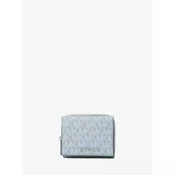 Michael Kors Jet Set Travel Mid Zip Wallet Small Mk Signature 35s4stvz5b1376 Pale Blue F